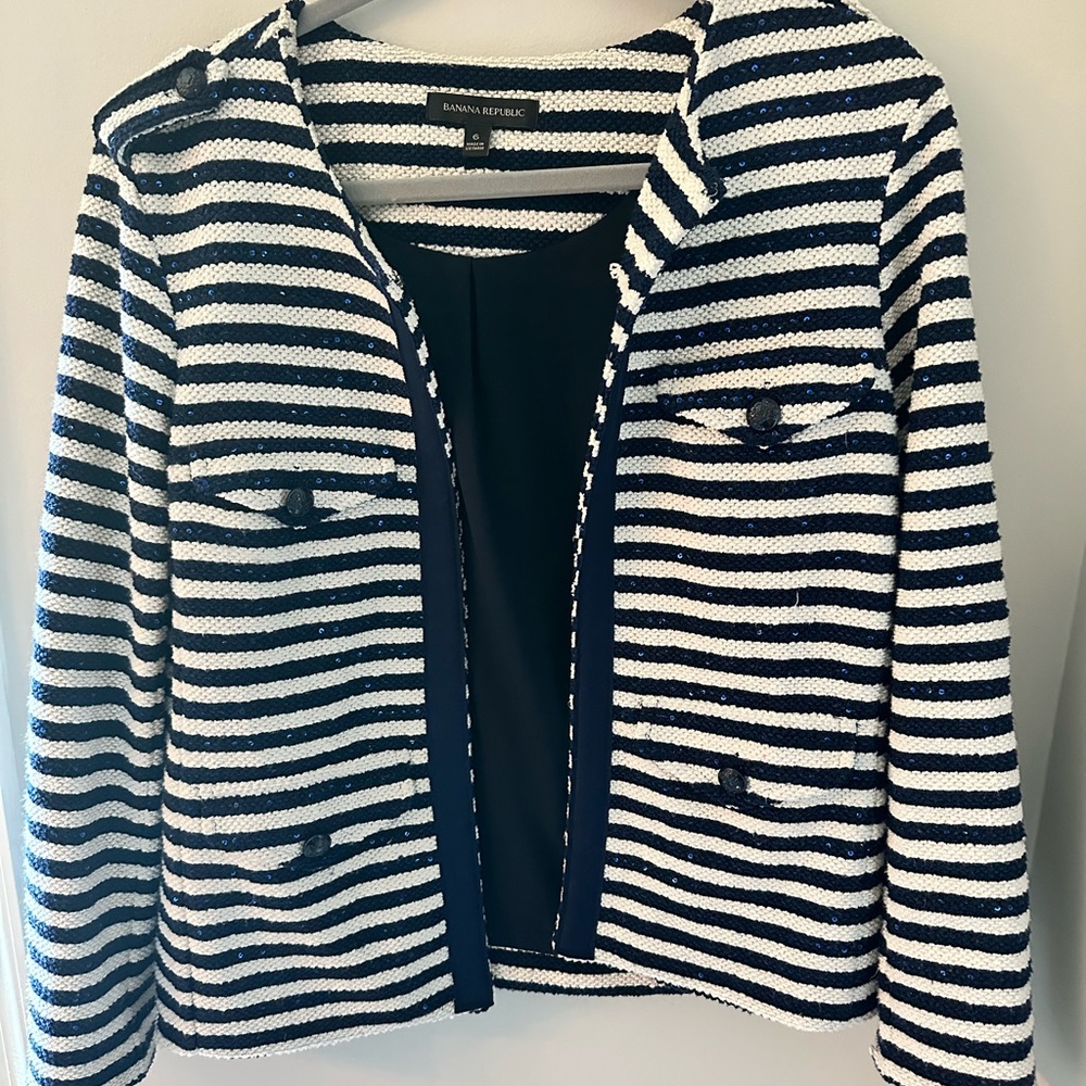Nautical blue and white Banana republic jacket